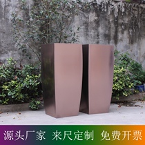 Outdoor large flower case stainless steel flower pot planting box arched flower bowl dark brown custom landscaped landscape