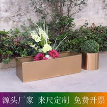 Rectangular Pallet Stainless Steel Plated Brass Custom Long Trough Outdoor Flower Box Park Square Greenery