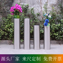 Wire Drawing Cylindrical Small Cylinder Green Planting Cover Basin Dry Flowers Inserts Flower Art Store Hotel Mall-like room accessories