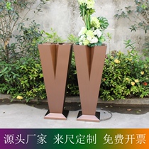 Art Flower Bowl Stainless Steel Flower Pot V Shaped Outdoor Indoor Combo Mall Square Walking Street Planting Box