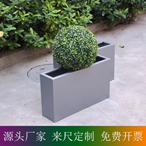 Stainless Steel Flower Pot LONG FLOWER BOWL OUTDOOR FLOWER CASE DEEP GREY FLOWER GROOVE SQUARE TREE POOL TOASTED LACQUER BASIN LONG GROOVE
