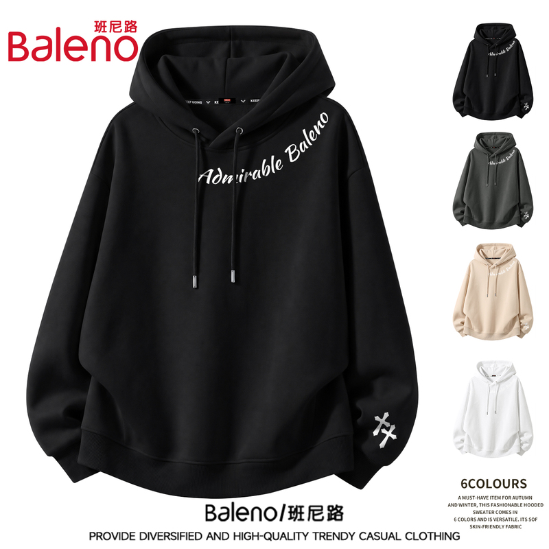Baleno Casual Hooded Sweatshirt Jacket for Men, 2026 New Autumn Youth Style Heavyweight Sports Hoodie