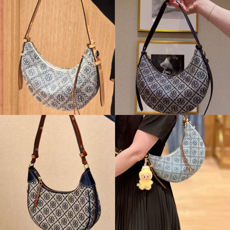 Tory Burch Jacquard Woven Underarm Crescent Bag Tory Burch Jacquard Woven Underarm Crescent Bag