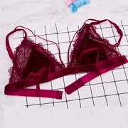 Bikini tam giác áo ngực ren mỏng retro retro nhung sâu V gợi cảm mỏng vành đai thép không tâm