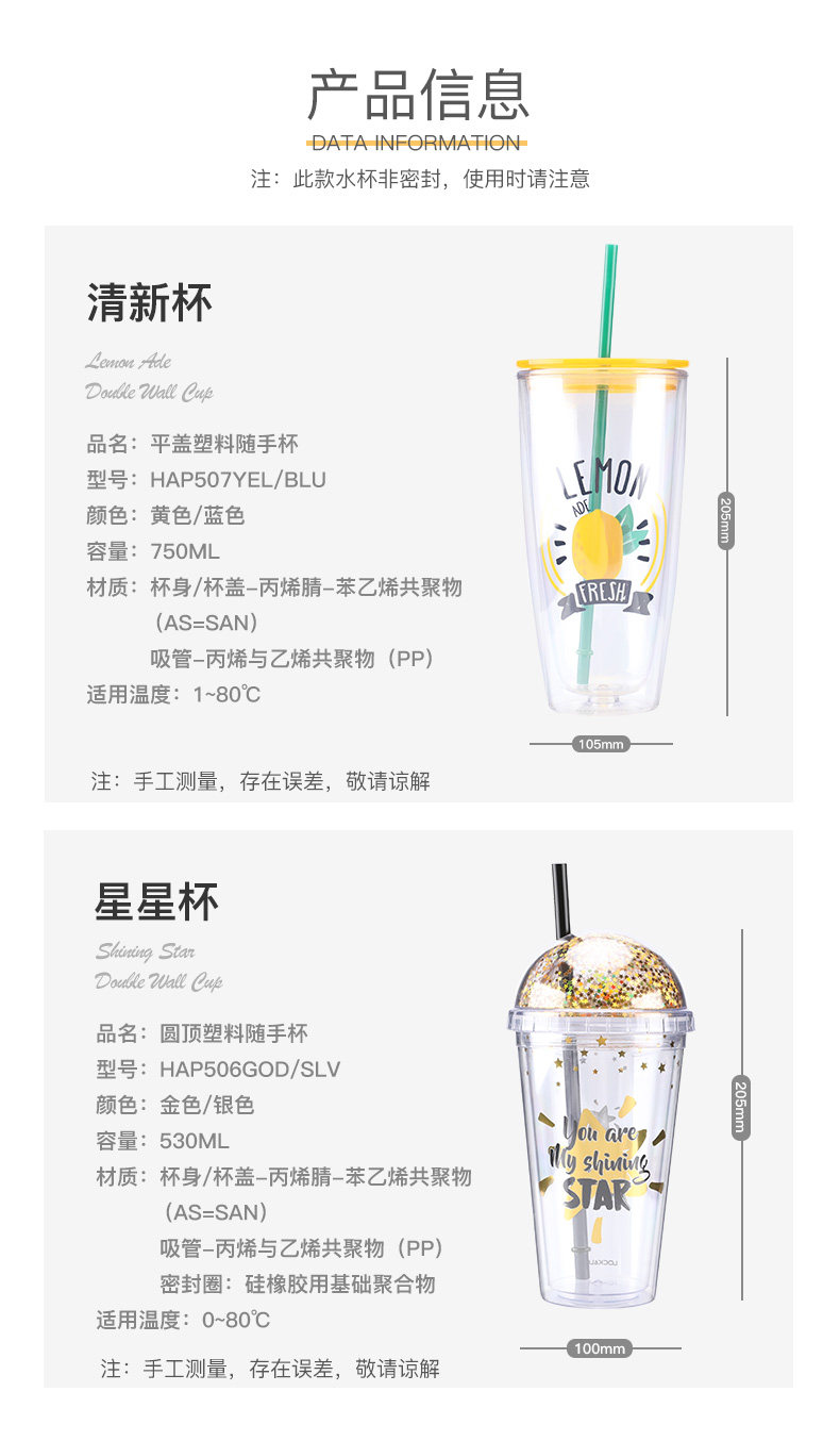 乐扣乐扣 双层防烫 小清新吸管杯 图2