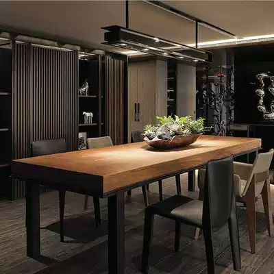 American solid wood desk Wrought iron conference table Long table Solid wood computer table Desktop desk Coffee table Wrought iron dining table