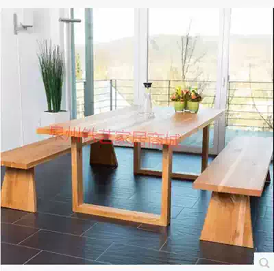 American modern solid wood conference table Long table Simple rectangular computer desk Office desk Desk Dining table workbench