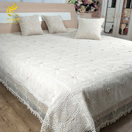 Huajie 5th tay crochet móc hoa Châu Âu màu be pha trộn dệt vải rỗng trải giường đơn mảnh