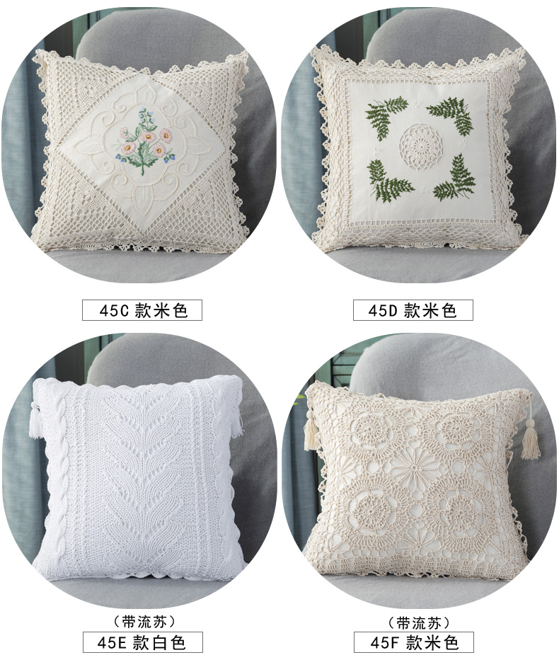 Hoa Đường Phố Số 5 Handmade Crochet Hook Bông Dòng Openwork Braided Vintage Gối Sofa Cushion Cover với Lõi