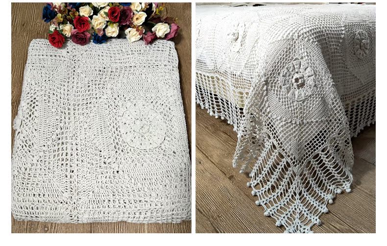 Huajie 5th tay crochet móc hoa Châu Âu màu be pha trộn dệt vải rỗng trải giường đơn mảnh