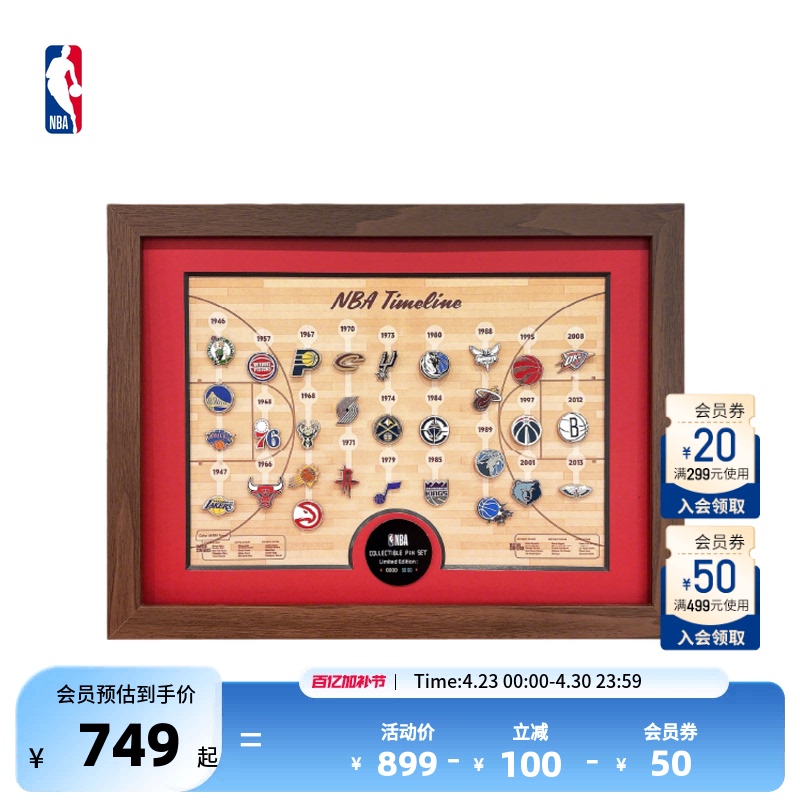 [Travel Gear] Nba Official League Timeline Team Limited Edition Collectible Wooden Frame Badge Set