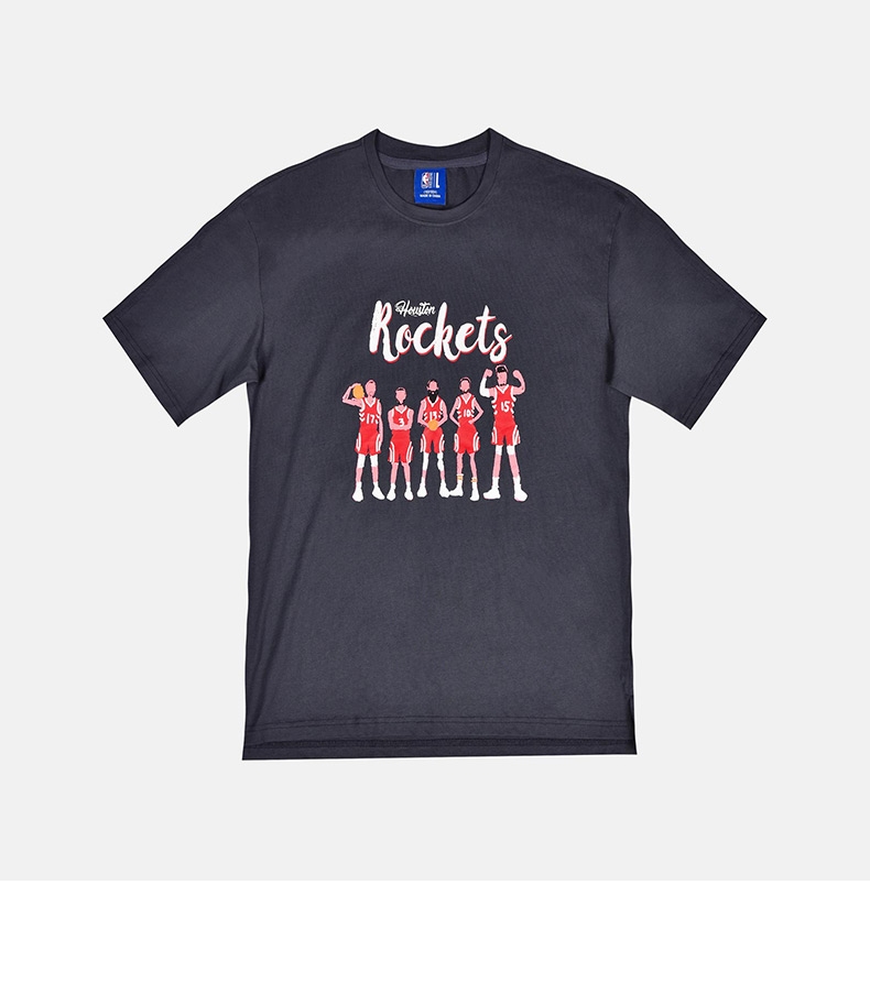 NBA Rockets Five Tigerers Series Drop Shoulder Loose Casual Thể thao Cổ tròn Áo thun ngắn tay - Áo phông thể thao áo ba lỗ adidas nam