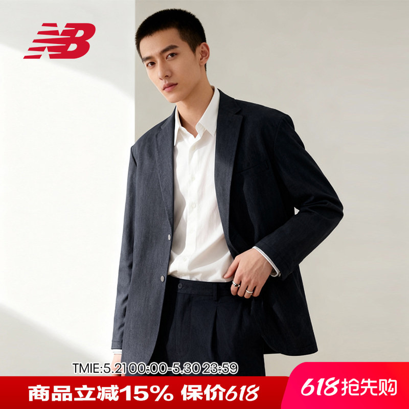 New Balance Nb Gray Men's Japanese-Style Casual Suit Denim Urban Commuter Blazer Jacket