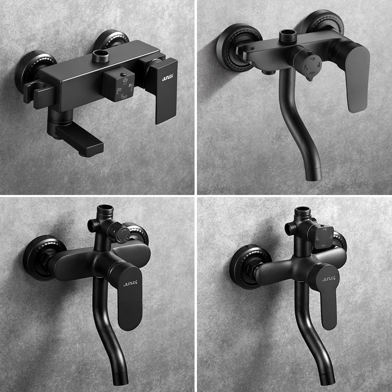 Black Shower Faucet Switch Hot and Cold Mixing Valve Bathroom Showerhead Rain Shower Bath Tub Faucet