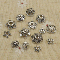 diy Tibetan silver torso accessories handmade hand string bead bracelet material hollow flower cap spacer accessories elbow jewelry