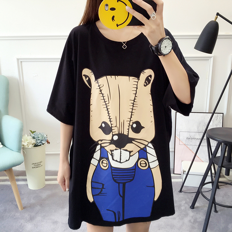 Thai sản váy mùa hè ngắn- tay phụ nữ mang thai t- shirt lỏng đáy áo sơ mi Hàn Quốc váy bông phụ nữ mang thai áo sơ mi thủy triều ngắn