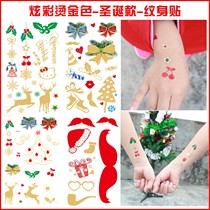 Hot stamping color sticker Christmas tattoo sticker cartoon cute female waterproof durable man Santa Claus snowflake sticker