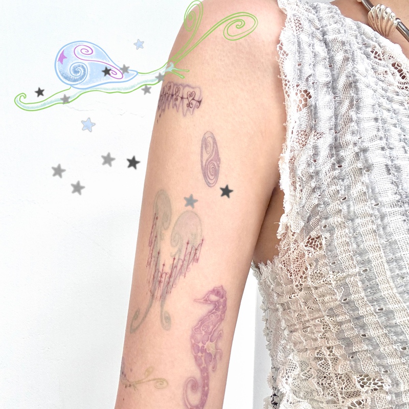 Soft Confinement Tattoo Stickers Wings Seahorse Wisdom Teeth Dream Core Music Festival Retro Sweet Cool