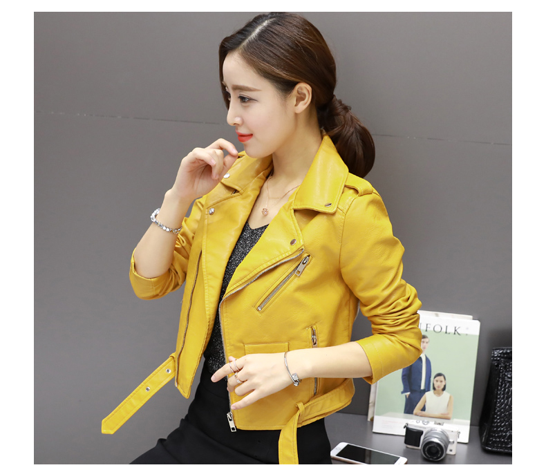 Xuân 2018 mới sinh viên Hàn Quốc đa năng đầu máy da nhỏ da nữ ngắn mỏng Slim pu áo khoác da áo da đen