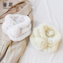 Scarf women winter warm Korean girl imitation Rex rabbit hair plush thick white hair cross cute neck collar collar