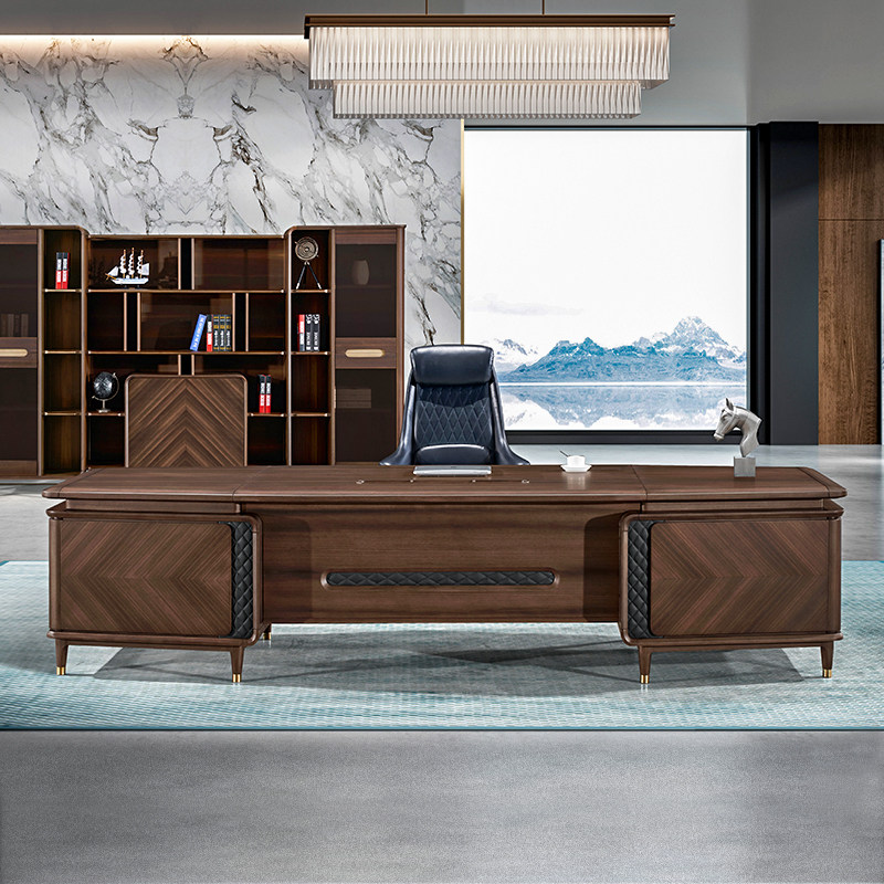 The new new Chinese light lavish atmosphere solid wood owner table president table big class desk chair combination brief and modern