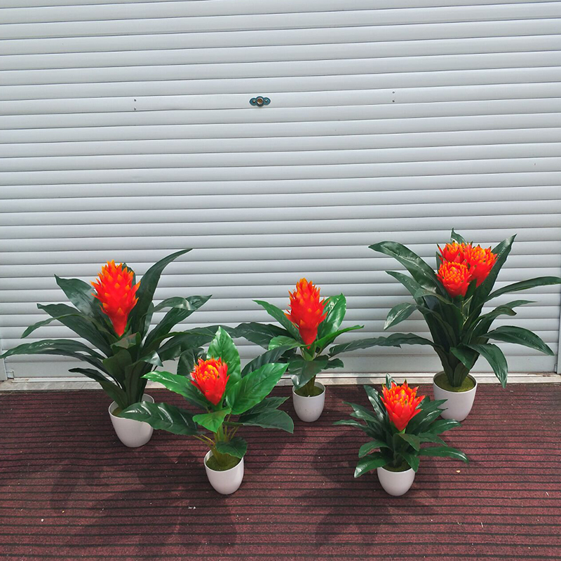 Hongyun Simulation Plastic Flower Pot Wiggy Table-top Green Palm Leaf with Living Room Decoration Pot