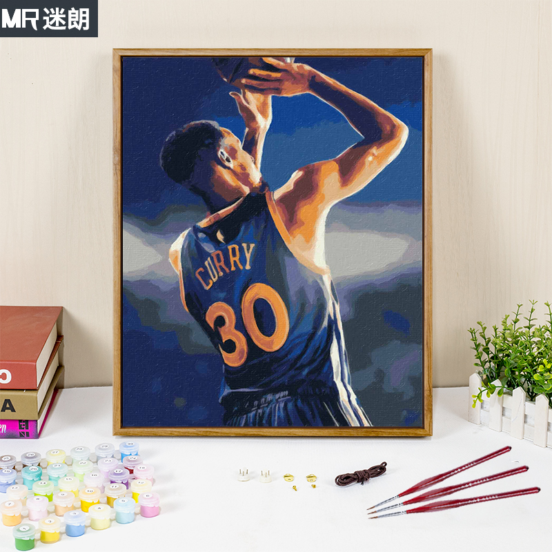 Draw diy digital oil painting fill oil painting fill painting hand-painted hand-painted gift basketball warrior Curry painting
