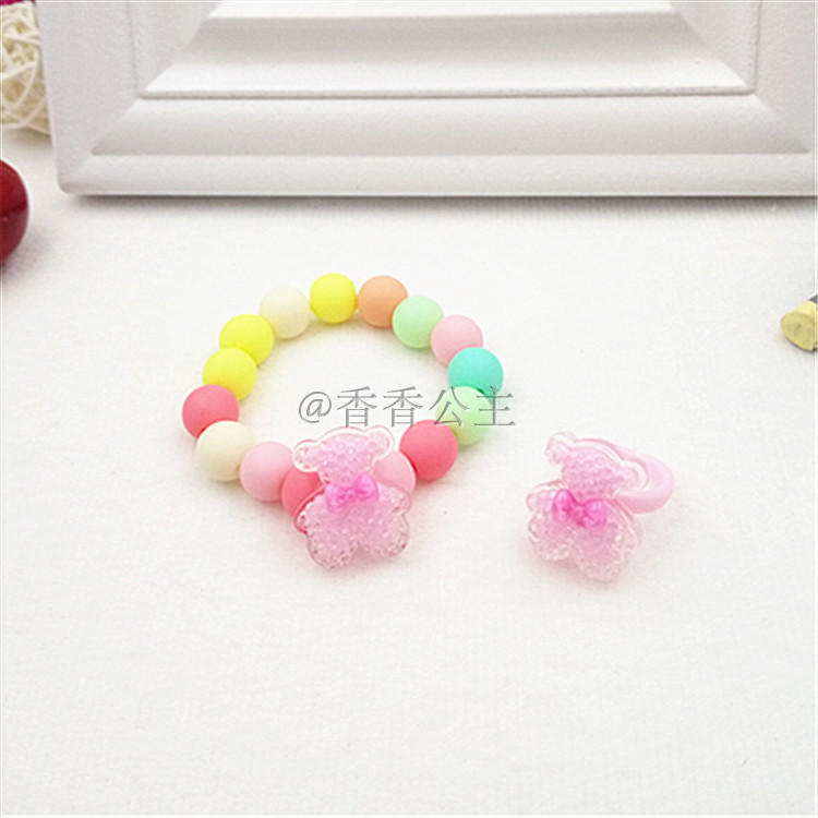 Phụ kiện trẻ em vòng tay trang sức bé bằng nhựa kim cương sáng bóng nhẫn công chúa cô gái ăn mặc trang sức với đầy đủ - Nhẫn nhẫn