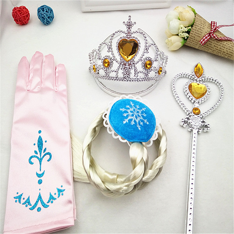Frozen Aisha Princess Magic Wand Crown Wig Găng tay Cô gái Phụ kiện Phụ kiện Đạo cụ Quà tặng cho trẻ em kẹp tóc nơ hàn quốc