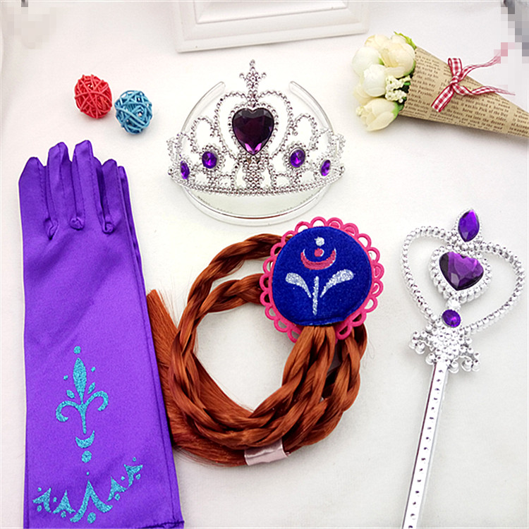 Frozen Aisha Princess Magic Wand Crown Wig Găng tay Cô gái Phụ kiện Phụ kiện Đạo cụ Quà tặng cho trẻ em kẹp tóc nơ hàn quốc