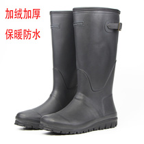 Womens winter plus velvet thickened warm high tube womens rain shoes non-slip water shoes rubber boots cold-proof not hard not smelly feet