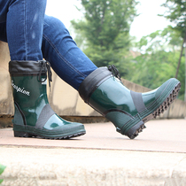 2018 mid-tube summer waterproof rain boots Zhongbang rubber shoes Short-tube rain boots fashion waterproof shoes comfortable and breathable fishing shoes