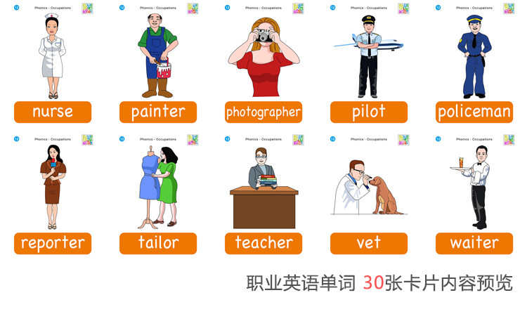 英语人物职业单词图片,英语单词卡片图片大全,关于职业的英语单词(第11页)_大山谷图库