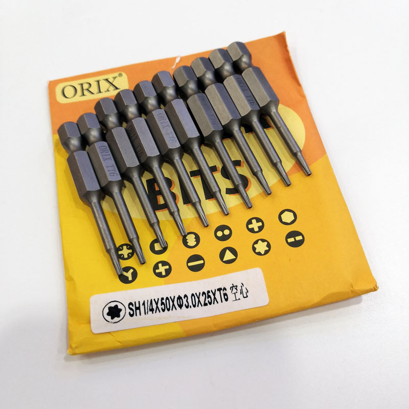 ORIX batch nozzle 6 35 hexagonal pneumatic screwdriver head batch T10 TT15 25 27 plum blossom hollow 50MM nozzle