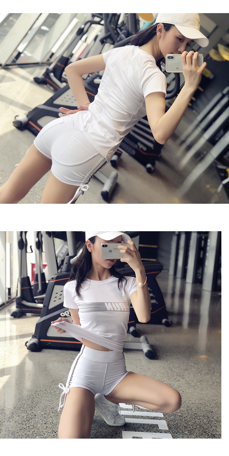 Thư thể thao ngắn tay co giãn áo thun tập thể dục quần áo nhanh khô quần áo thể dục yoga chạy bộ quần áo mỏng tay áo nửa mỏng áo thun lining