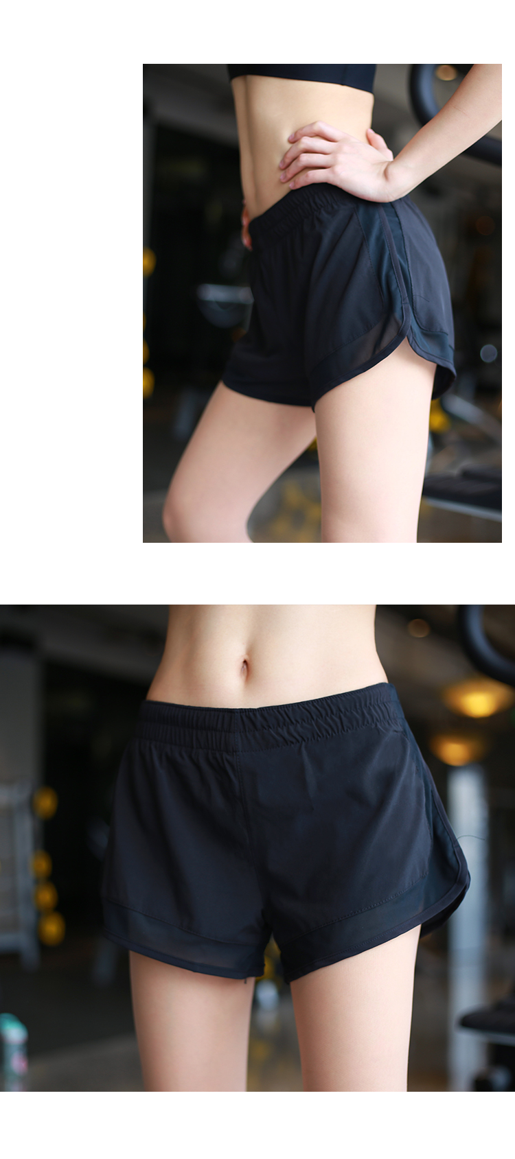 Lưới gợi cảm giả hai mảnh quần short thể thao phụ nữ chạy lỏng chống ánh sáng giải trí nhanh chóng làm khô thoáng khí tập thể dục với lót - Quần thể thao quần thể thao dài