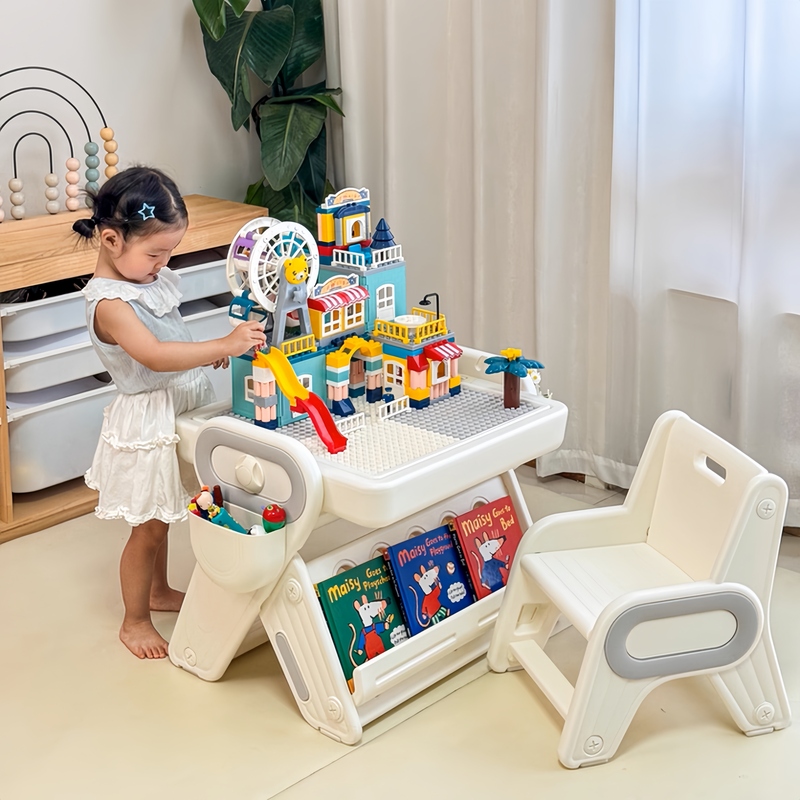 Children's Building Block Table, Multi-Functional Large Particle Folding Drawing Board, Baby Learning Table, Boys and Girls Game Educational Toys