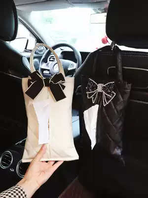 Car tissue box creative temperament fashion bow chair back hanging sanitary carton car interior tissue bag decoration