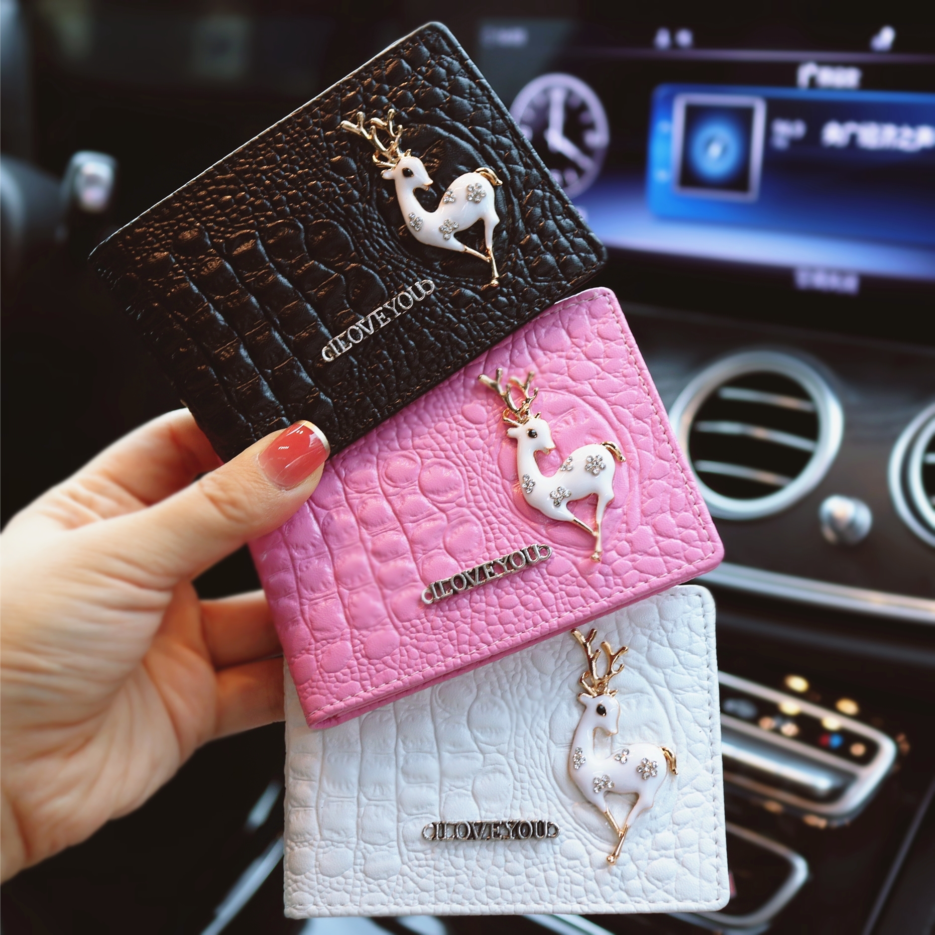 Deer driving license Motor vehicle driving license holster Women's personality Korean driver's license clip Ultra-thin driver's license this document clip