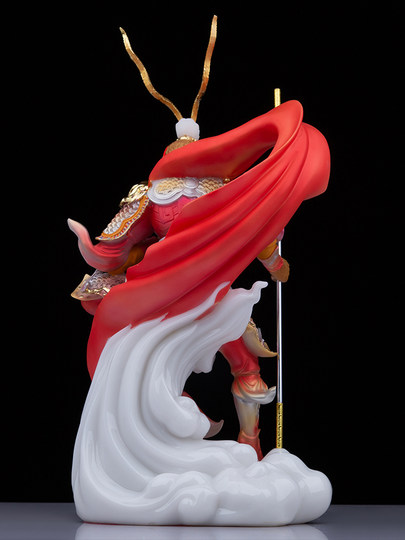 Белая мраморная статуя Сунь Укуня, Царя обезьян, вооруженного против Будды, для дома, гостиной или храма.