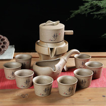 Creative rough pottery stone mill Tea Set 6 lazily automatic tea maker kung fu tea set home simple modern