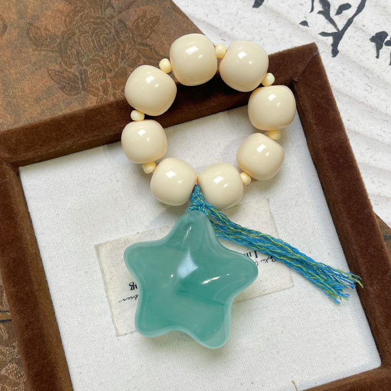 Original Fluorite Opal Cute Star Handheld Ornament Ivory Fruit Bead Hand-Twisted Art Craft Gift