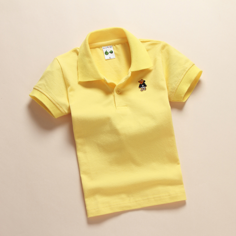 Mùa hè Trẻ em Áo thun ngắn tay Big Boy Mới Giải phóng mặt bằng Cậu bé Cotton Cotton Màu trơn Ve áo Nửa Tay áo Polo áo thun trẻ em nữ