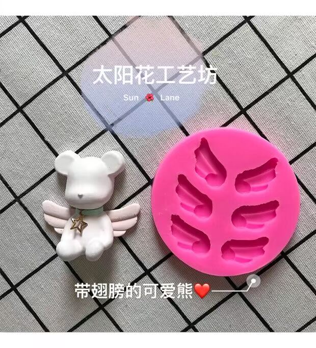 Bear Wings DIY Plaster Mold Wax Aroma Khuôn Handmade bạo lực Bear Wings Phụ kiện khuôn bánh căn