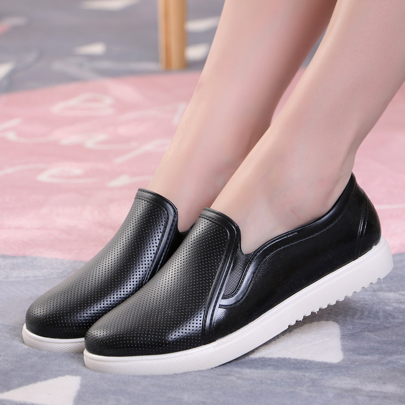 Shallow mouth rain boots women's fashion low cut flat short tube rain boots kitchen work shoes non-slip rubber shoes waterproof overshoes