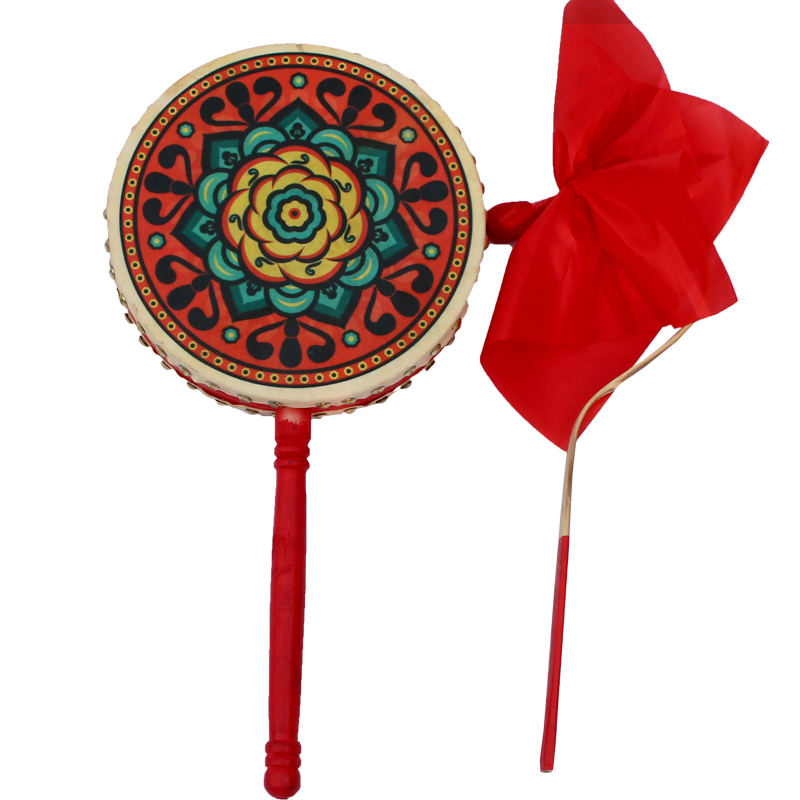 Hot Bau Drum Children Dance Drum Adult Tibetan Ethnic Stage Performance Cow Leather Drum Colored Drawing Hot Ballerina Dance Drum Students