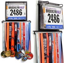 Marathon finisher medal number cloth collection book integrated hook display stand commemorative storage clip wall decoration metal