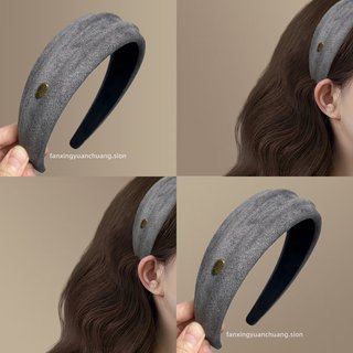 【柏林庄园】时尚麂皮绒金标凹凸发箍高颅顶气质头箍显白旅行发卡