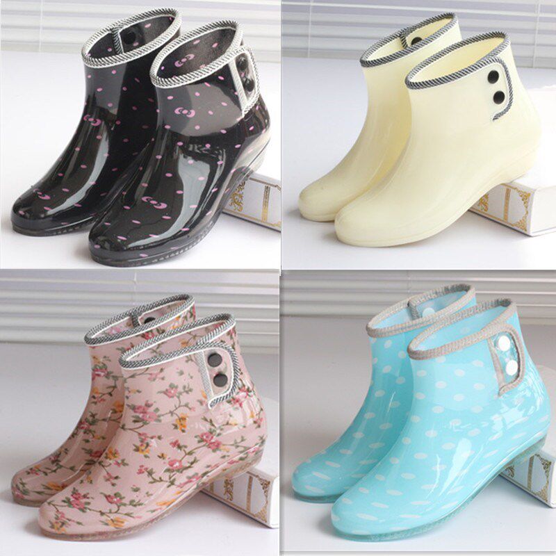 Spring and autumn fashion rain boots women's outer wear rain boots mid-tube water shoes beef tendon bottom warm non-slip overshoes short tube water boots rubber shoes
