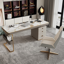 Light and luxurious slab desk Gentle Minimalist Modern Design Sense Brief Writing Desk Home Shiny Light Computer Book Table And Chairs